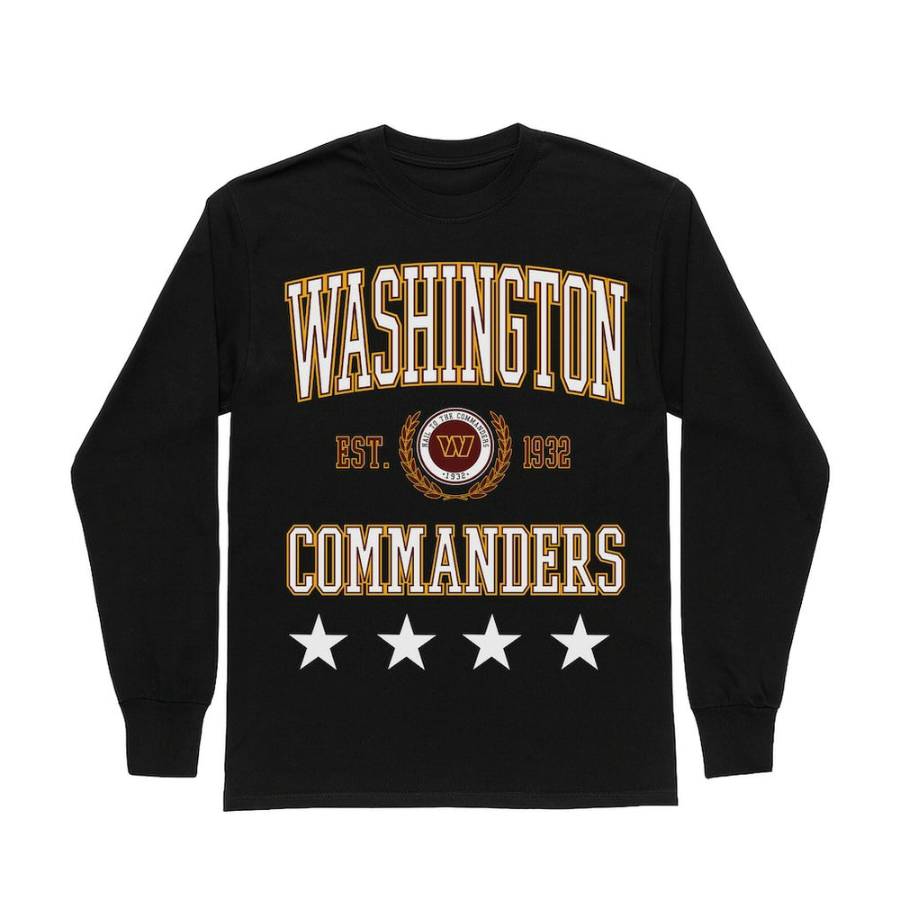 Washington Commanders Gameday Couture Women's Oversized Everyday Star Long Sleeve T-Shirt Black