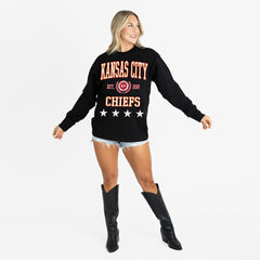 Kansas City Chiefs Gameday Couture Women's Oversized Everyday Star Long Sleeve T-Shirt Black