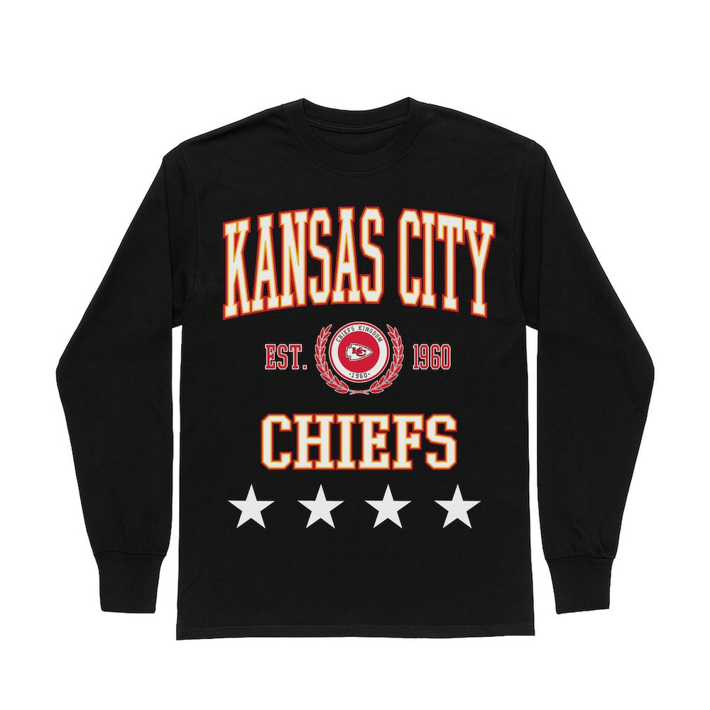 Kansas City Chiefs Gameday Couture Women's Oversized Everyday Star Long Sleeve T-Shirt Black