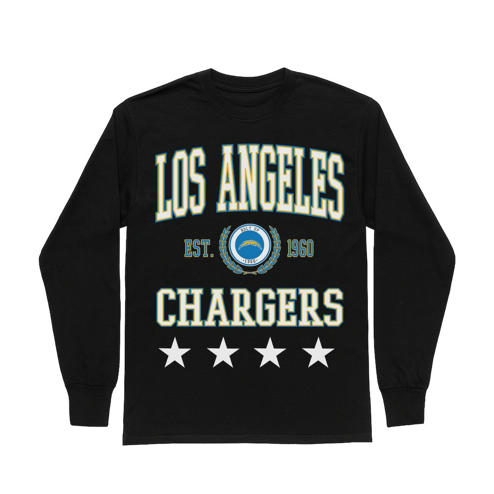 Los Angeles Chargers Gameday Couture Women's Oversized Everyday Star Long Sleeve T-Shirt Black