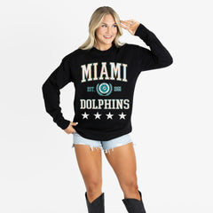Miami Dolphins Gameday Couture Women's Oversized Everyday Star Long Sleeve T-Shirt Black