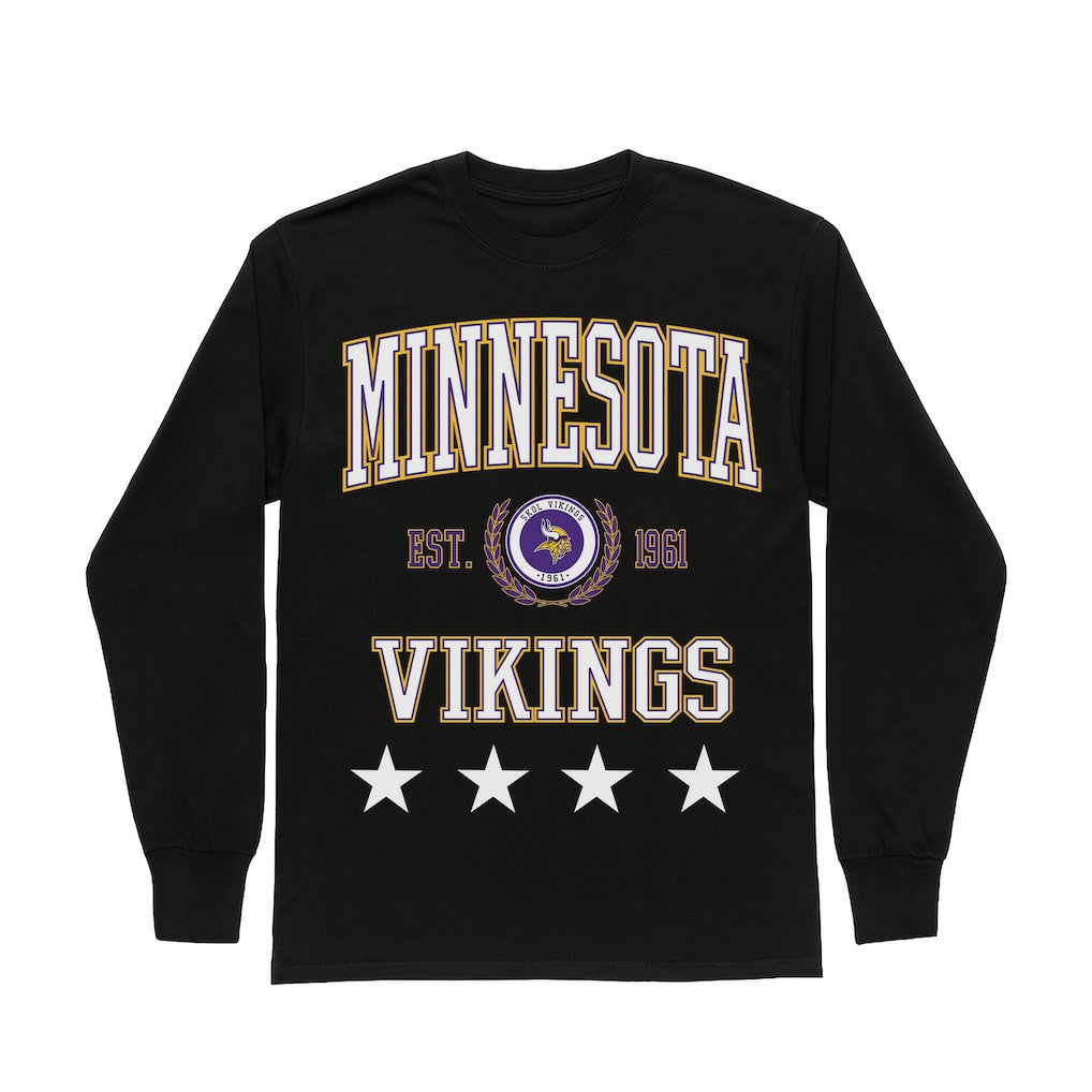 Minnesota Vikings Gameday Couture Women's Oversized Everyday Star Long Sleeve T-Shirt Black