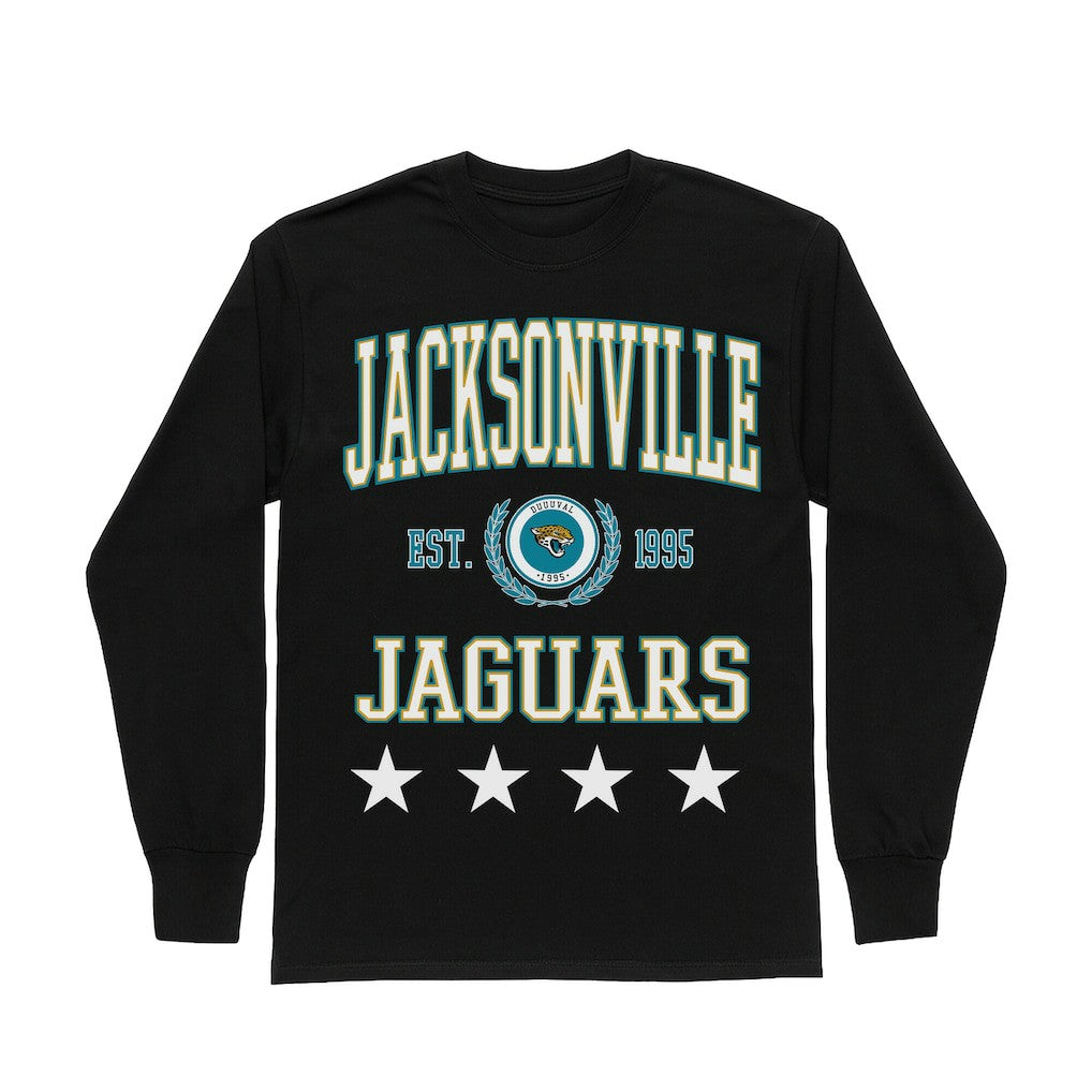 Jacksonville Jaguars Gameday Couture Women's Oversized Everyday Star Long Sleeve T-Shirt Black