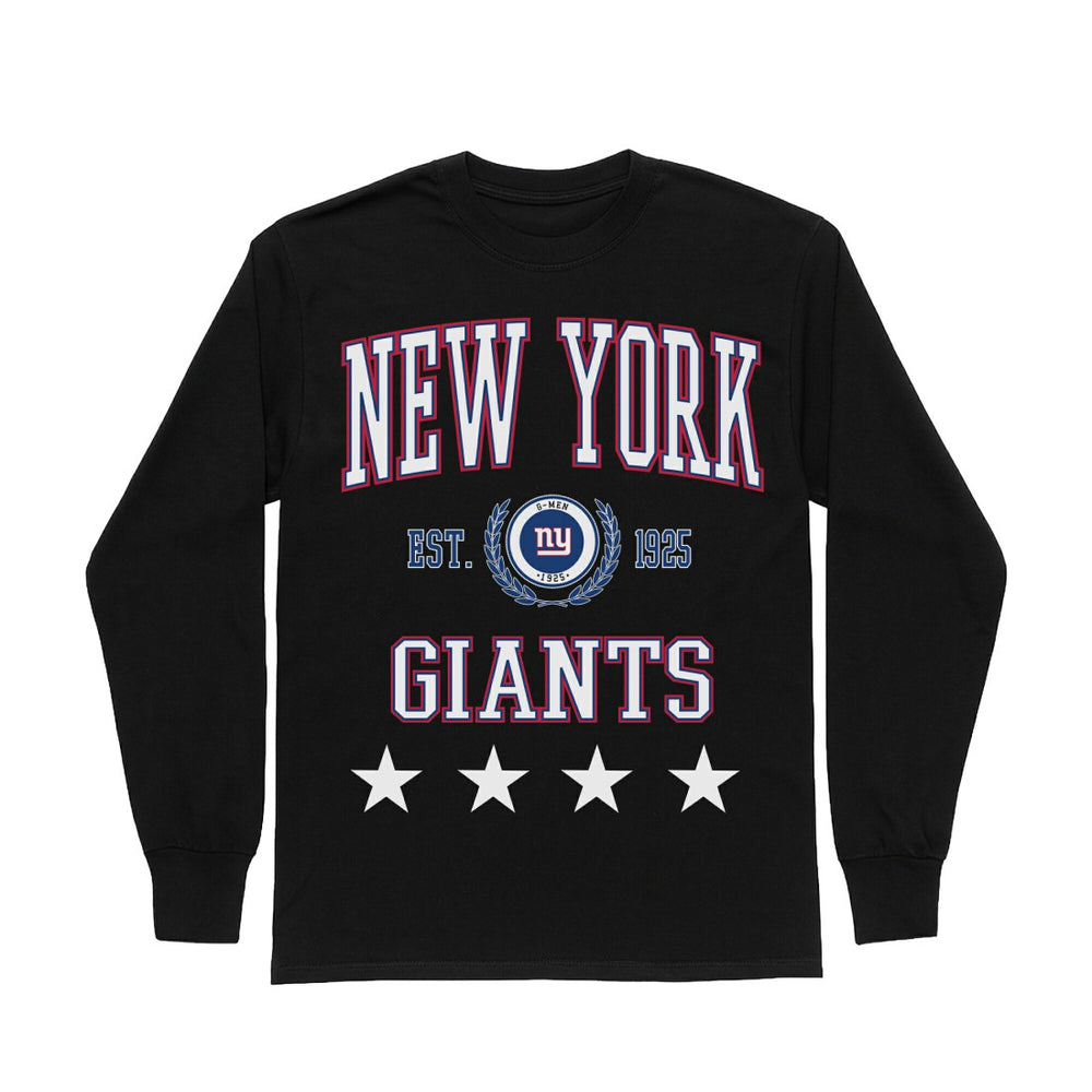New York Giants Gameday Couture Women's Oversized Everyday Star Long Sleeve T-Shirt Black