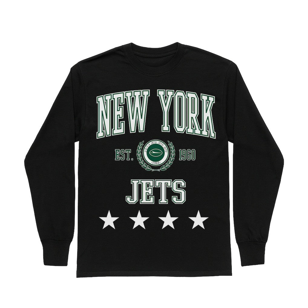 New York Jets Gameday Couture Women's Oversized Everyday Star Long Sleeve T-Shirt Black