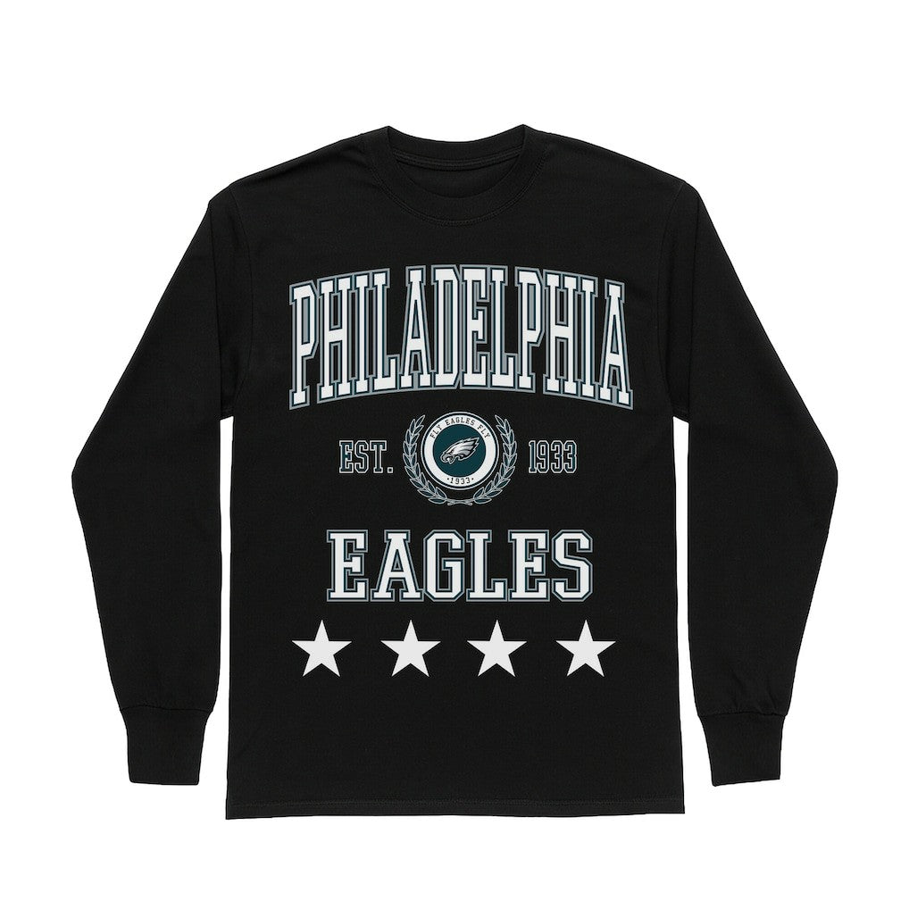 Philadelphia Eagles Gameday Couture Women's Oversized Everyday Star Long Sleeve T-Shirt Black