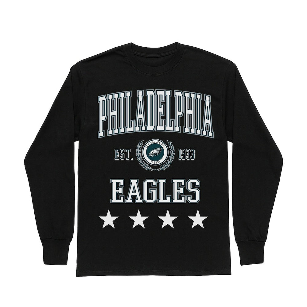 Philadelphia Eagles Gameday Couture Women's Oversized Everyday Star Long Sleeve T-Shirt Black