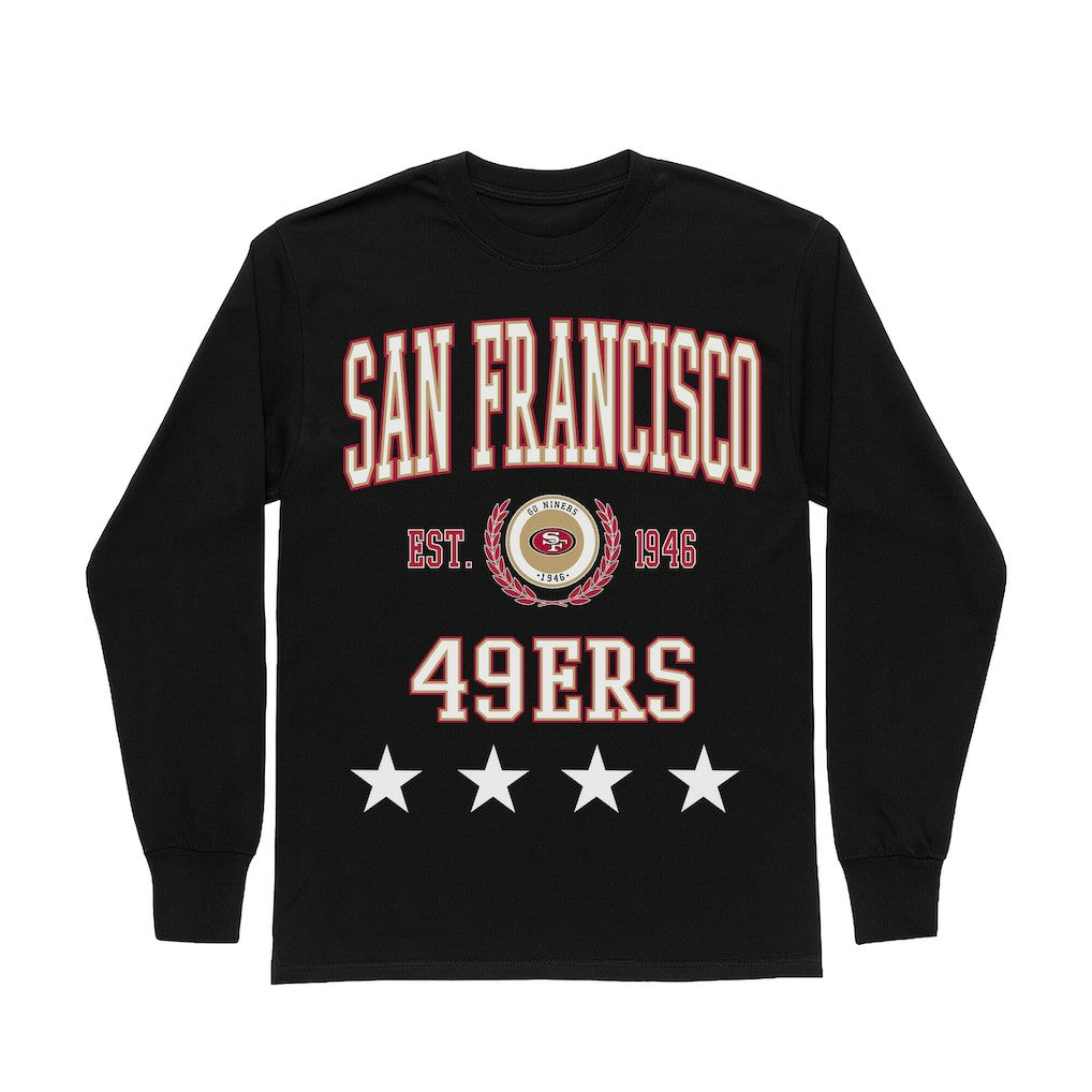 San Francisco 49ers Gameday Couture Women's Oversized Everyday Star Long Sleeve T-Shirt Black