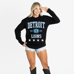 Detroit Lions Gameday Couture Women's Oversized Everyday Star Long Sleeve T-Shirt Black