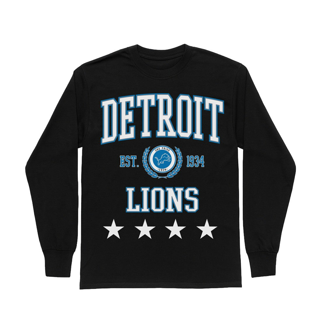 Detroit Lions Gameday Couture Women's Oversized Everyday Star Long Sleeve T-Shirt Black