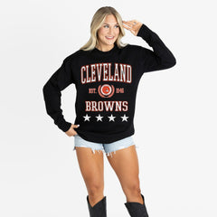 Cleveland Browns Gameday Couture Women's Oversized Everyday Star Long Sleeve T-Shirt Black