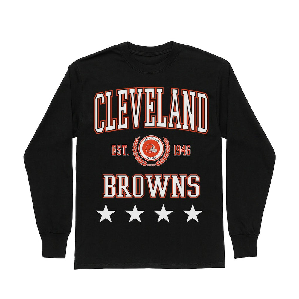 Cleveland Browns Gameday Couture Women's Oversized Everyday Star Long Sleeve T-Shirt Black