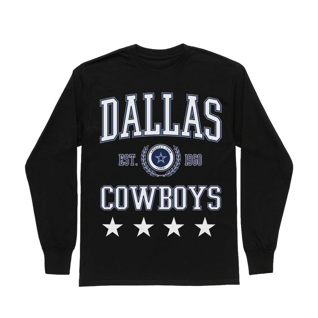 Dallas Cowboys Gameday Couture Women's Oversized Everyday Star Long Sleeve T-Shirt Black