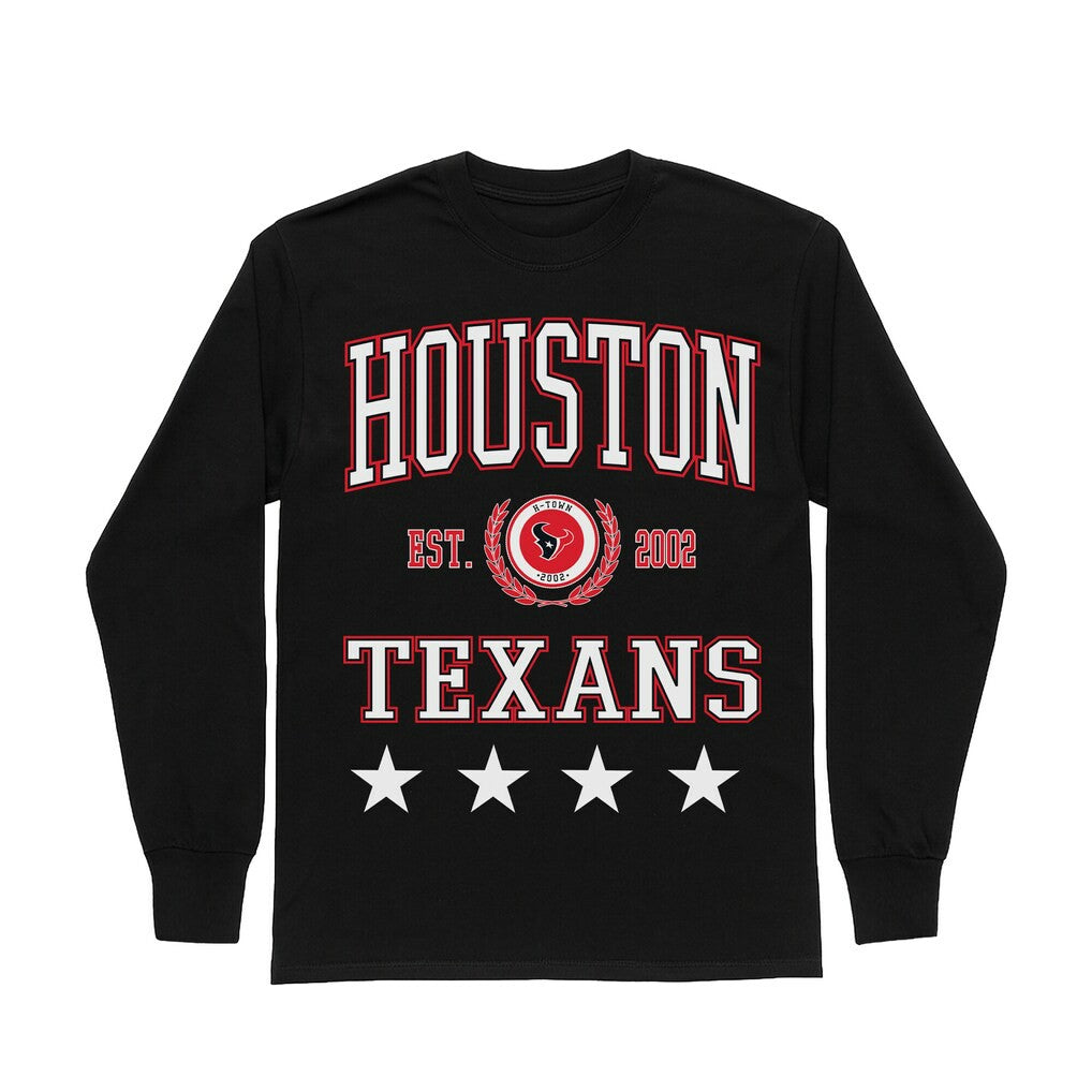 Houston Texans Gameday Couture Women's Oversized Everyday Star Long Sleeve T-Shirt Black