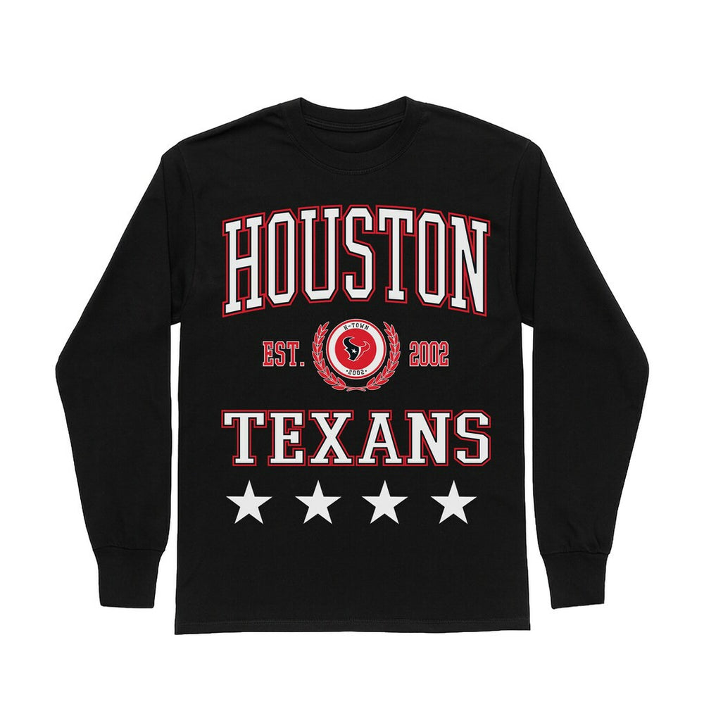 Houston Texans Gameday Couture Women's Oversized Everyday Star Long Sleeve T-Shirt Black