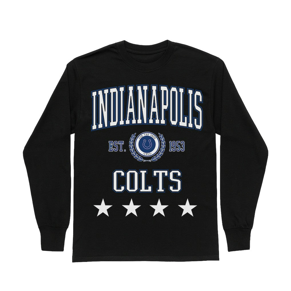 Indianapolis Colts Gameday Couture Women's Oversized Everyday Star Long Sleeve T-Shirt Black