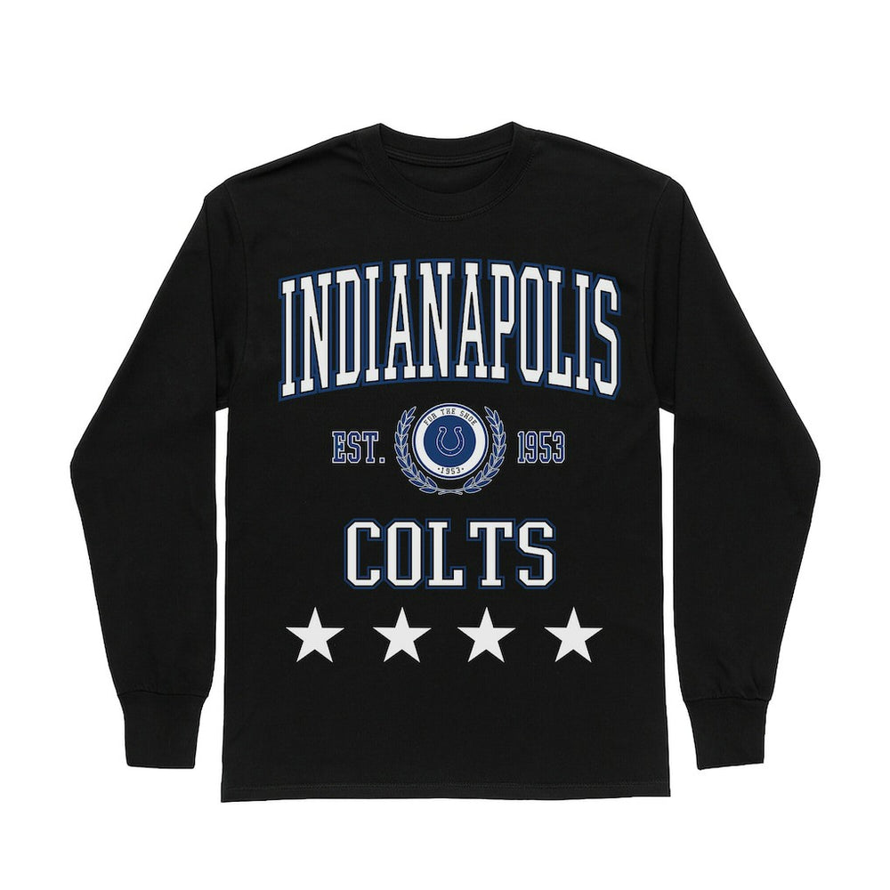Indianapolis Colts Gameday Couture Women's Oversized Everyday Star Long Sleeve T-Shirt Black