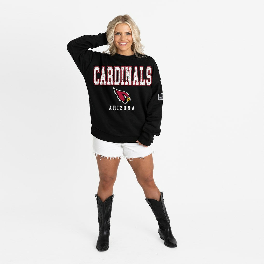 Arizona Cardinals Gameday Couture Women's Oversized Level Up Black Label Premium Fleece Sweatshirt Black