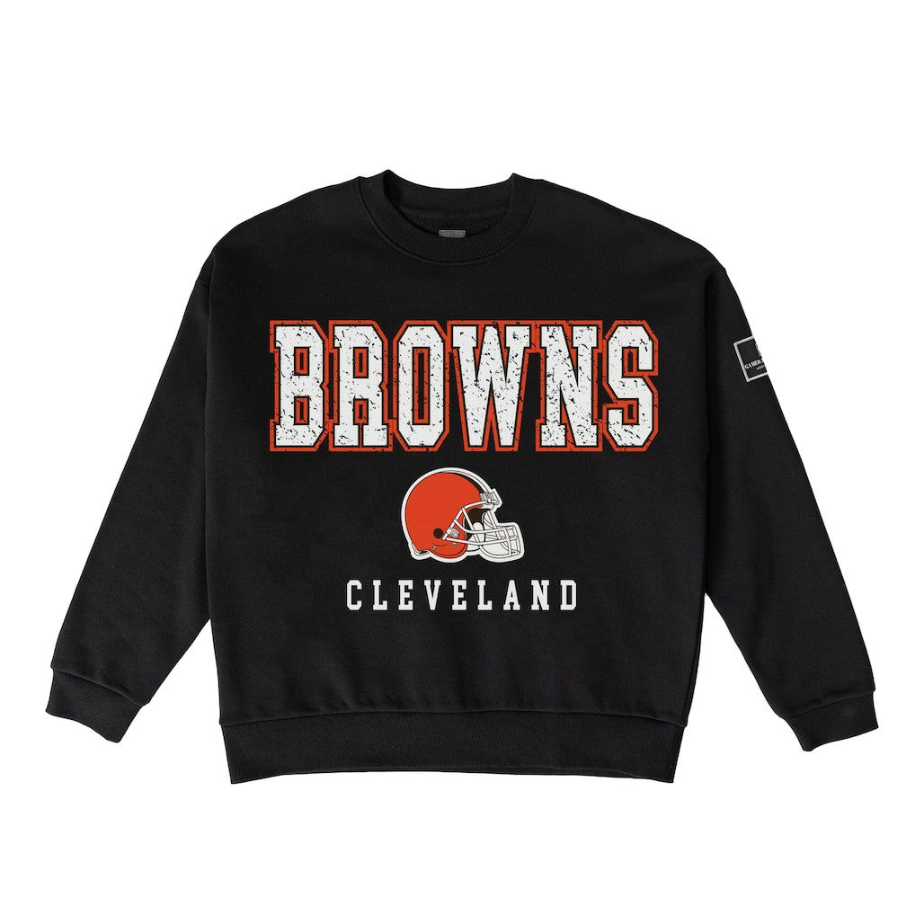 Cleveland Browns Gameday Couture Women's Oversized Level Up Black Label Premium Fleece Sweatshirt Black