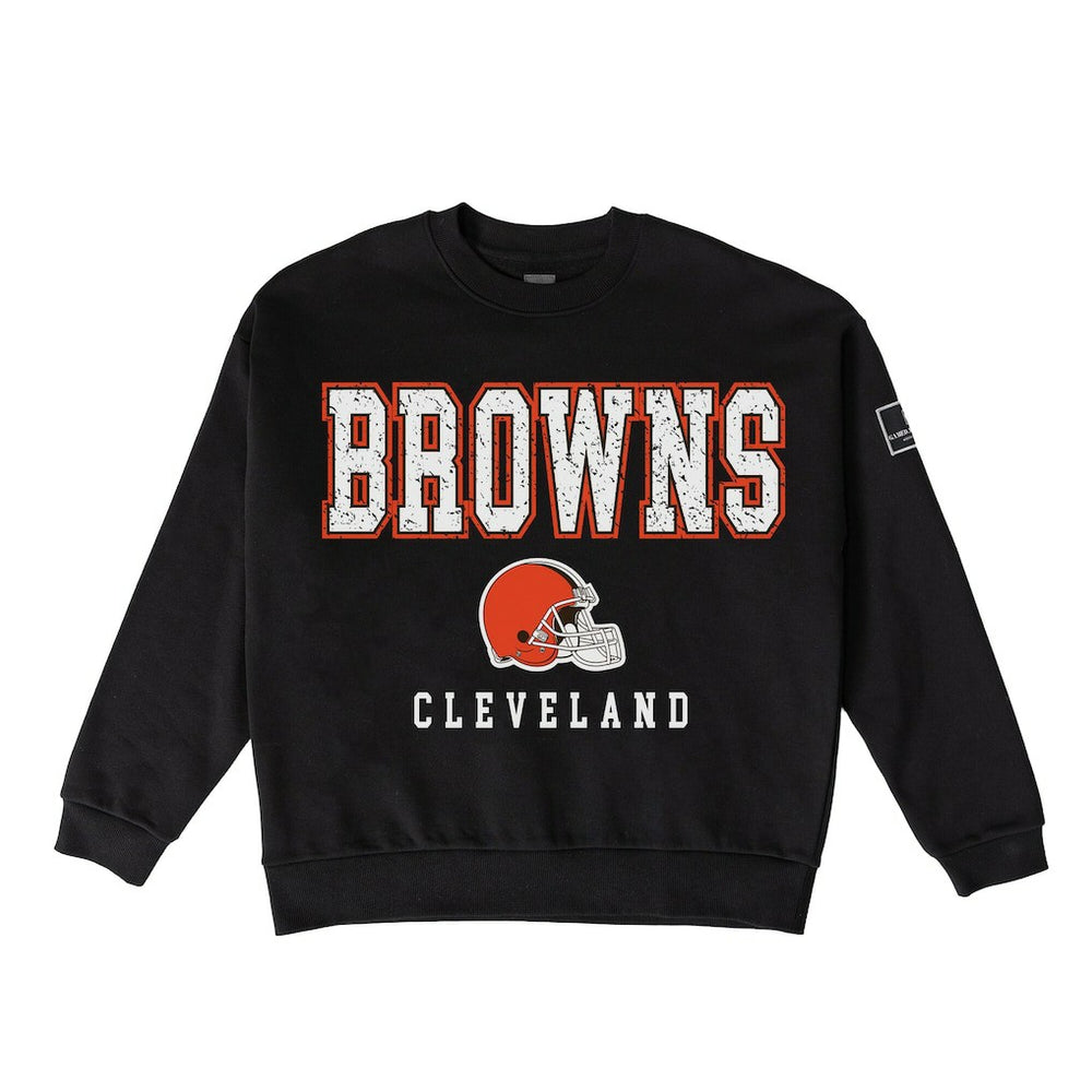 Cleveland Browns Gameday Couture Women's Oversized Level Up Black Label Premium Fleece Sweatshirt Black