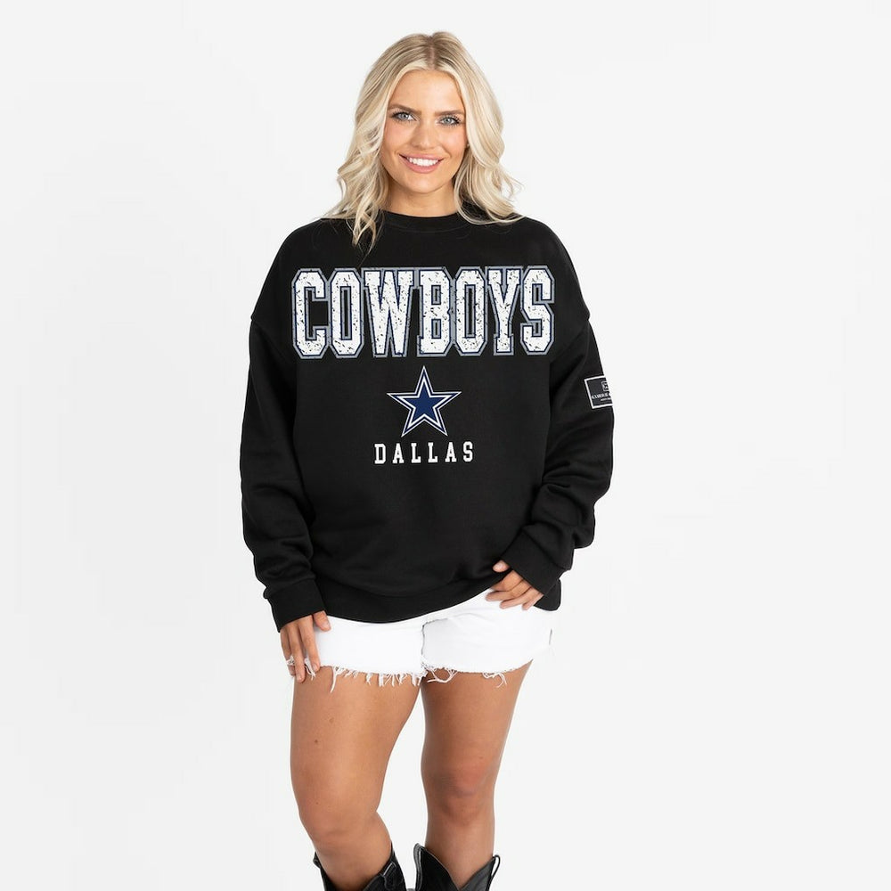 Dallas Cowboys Gameday Couture Women's Oversized Level Up Black Label Premium Fleece Sweatshirt Black