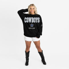 Dallas Cowboys Gameday Couture Women's Oversized Level Up Black Label Premium Fleece Sweatshirt Black