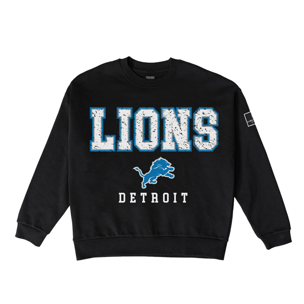 Detroit Lions Gameday Couture Women's Oversized Level Up Black Label Premium Fleece Sweatshirt Black