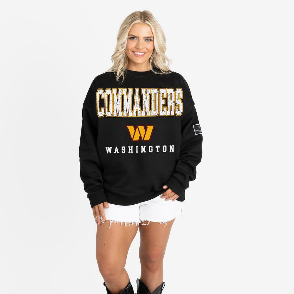 Washington Commanders Gameday Couture Women's Oversized Level Up Black Label Premium Fleece Sweatshirt Black