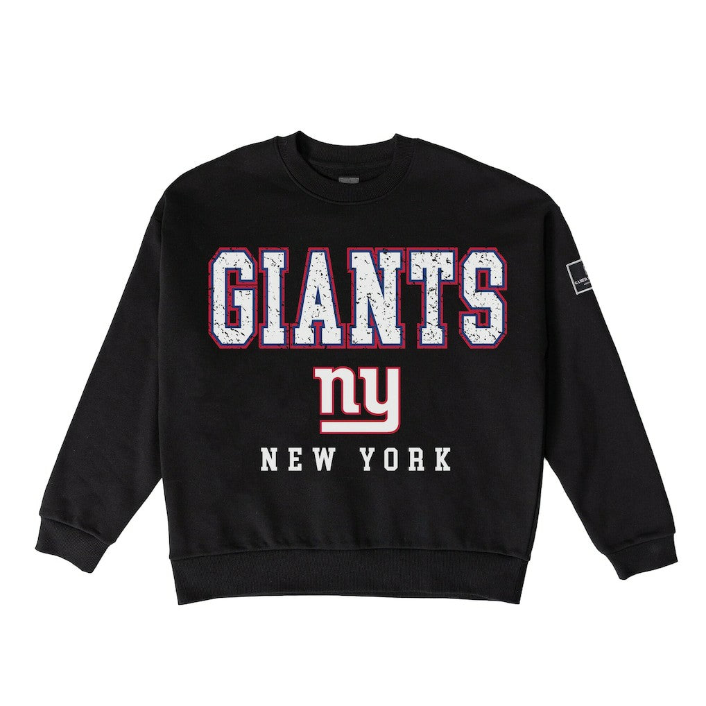 New York Giants Gameday Couture Women's Oversized Level Up Black Label Premium Fleece Sweatshirt Black