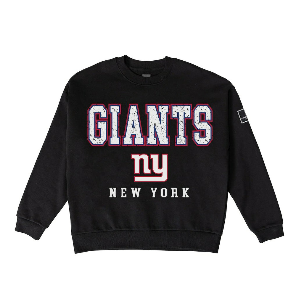 New York Giants Gameday Couture Women's Oversized Level Up Black Label Premium Fleece Sweatshirt Black