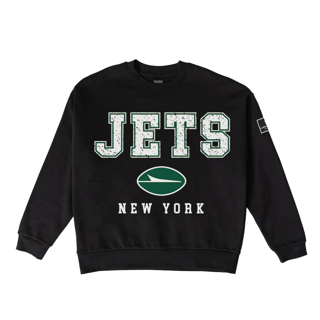 New York Jets Gameday Couture Women's Oversized Level Up Black Label Premium Fleece Sweatshirt Black