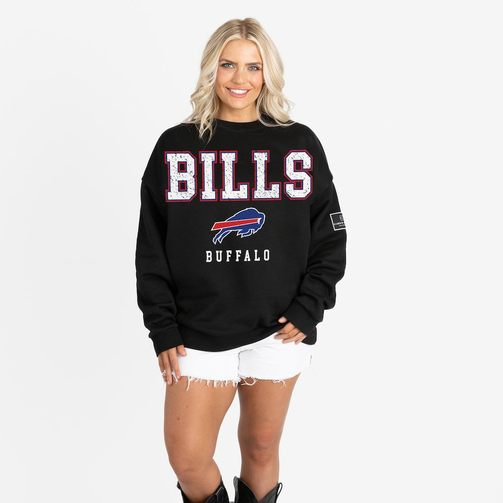 Buffalo Bills Gameday Couture Women's Oversized Level Up Black Label Premium Fleece Sweatshirt Black