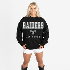 Las Vegas Raiders Gameday Couture Women's Oversized Level Up Black Label Premium Fleece Sweatshirt Black
