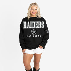 Las Vegas Raiders Gameday Couture Women's Oversized Level Up Black Label Premium Fleece Sweatshirt Black