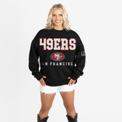 San Francisco 49ers Gameday Couture Women's Oversized Level Up Black Label Premium Fleece Sweatshirt Black