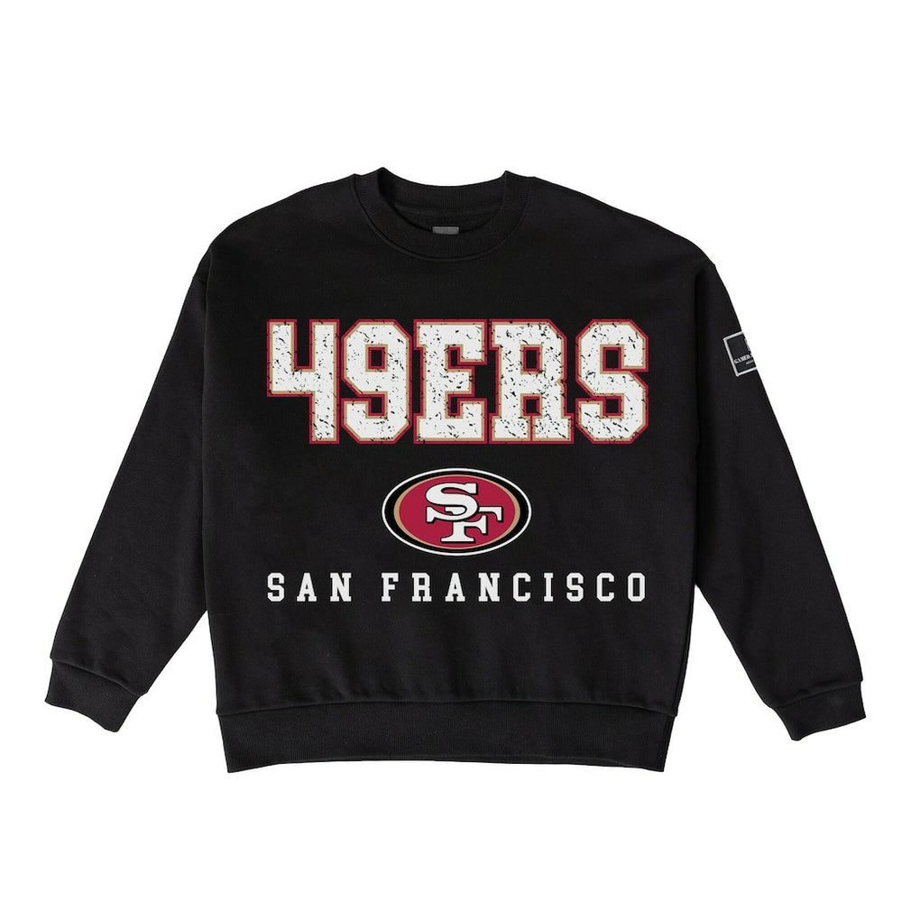San Francisco 49ers Gameday Couture Women's Oversized Level Up Black Label Premium Fleece Sweatshirt Black
