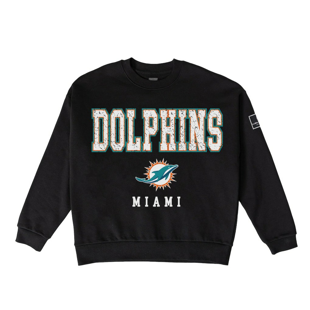 Miami Dolphins Gameday Couture Women's Oversized Level Up Black Label Premium Fleece Sweatshirt Black