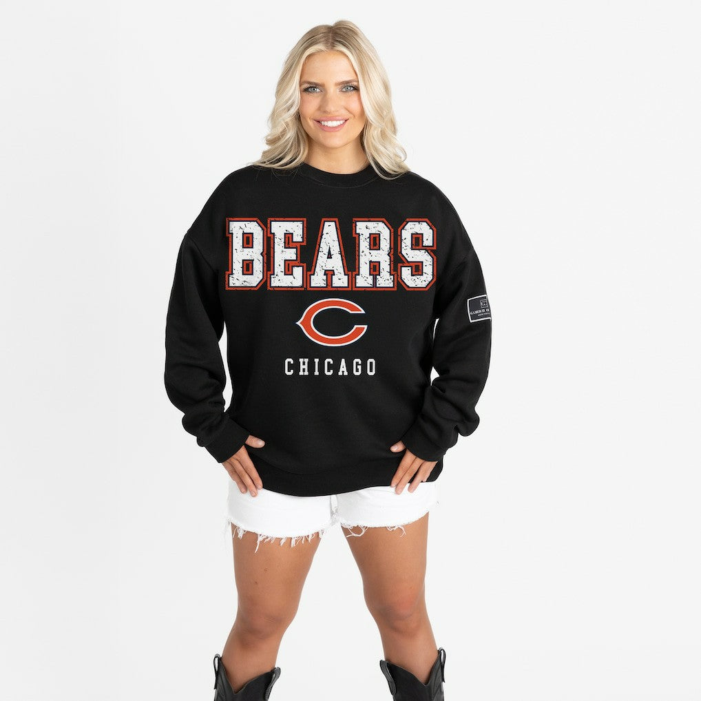 Chicago Bears Gameday Couture Women's Oversized Level Up Black Label Premium Fleece Sweatshirt Black