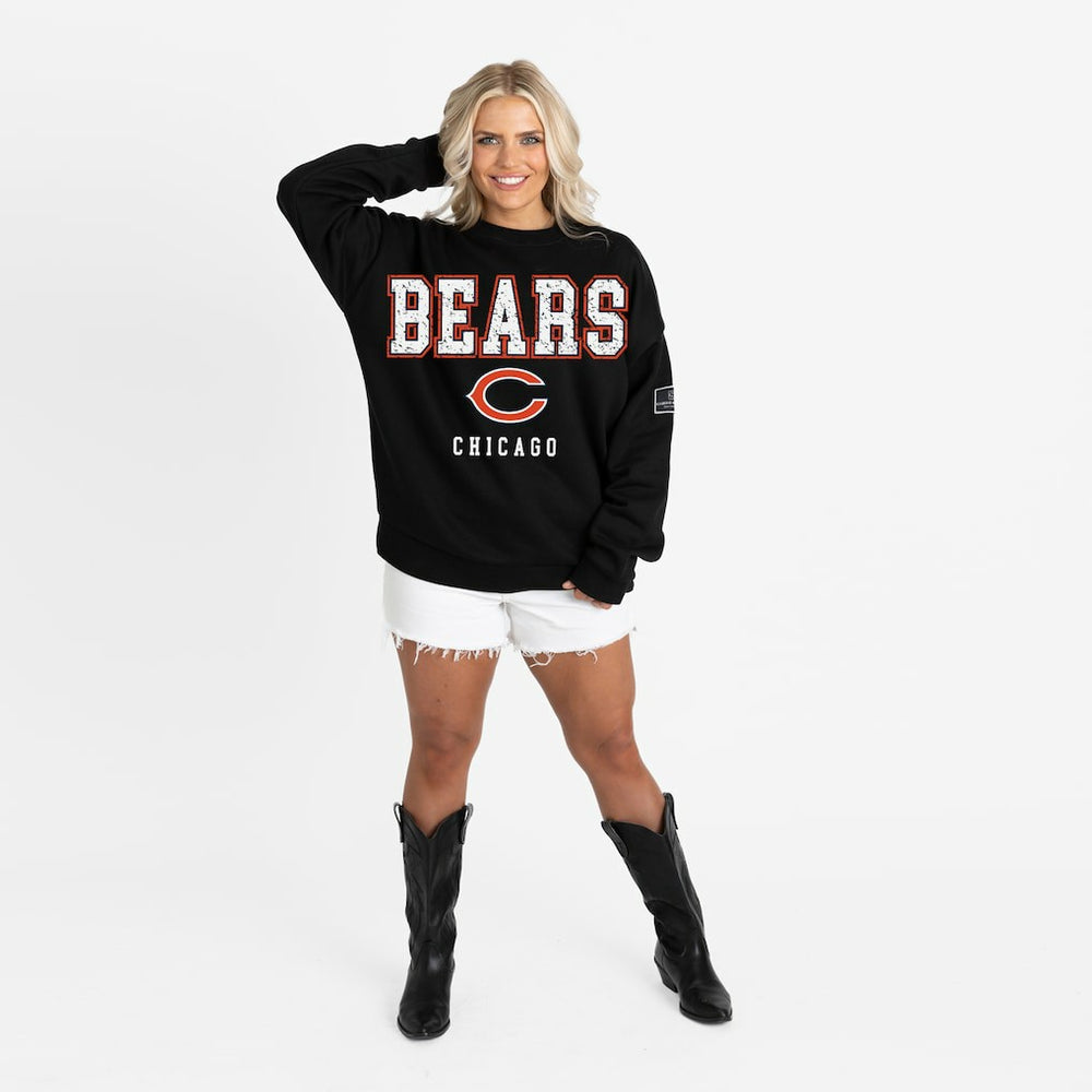 Chicago Bears Gameday Couture Women's Oversized Level Up Black Label Premium Fleece Sweatshirt Black