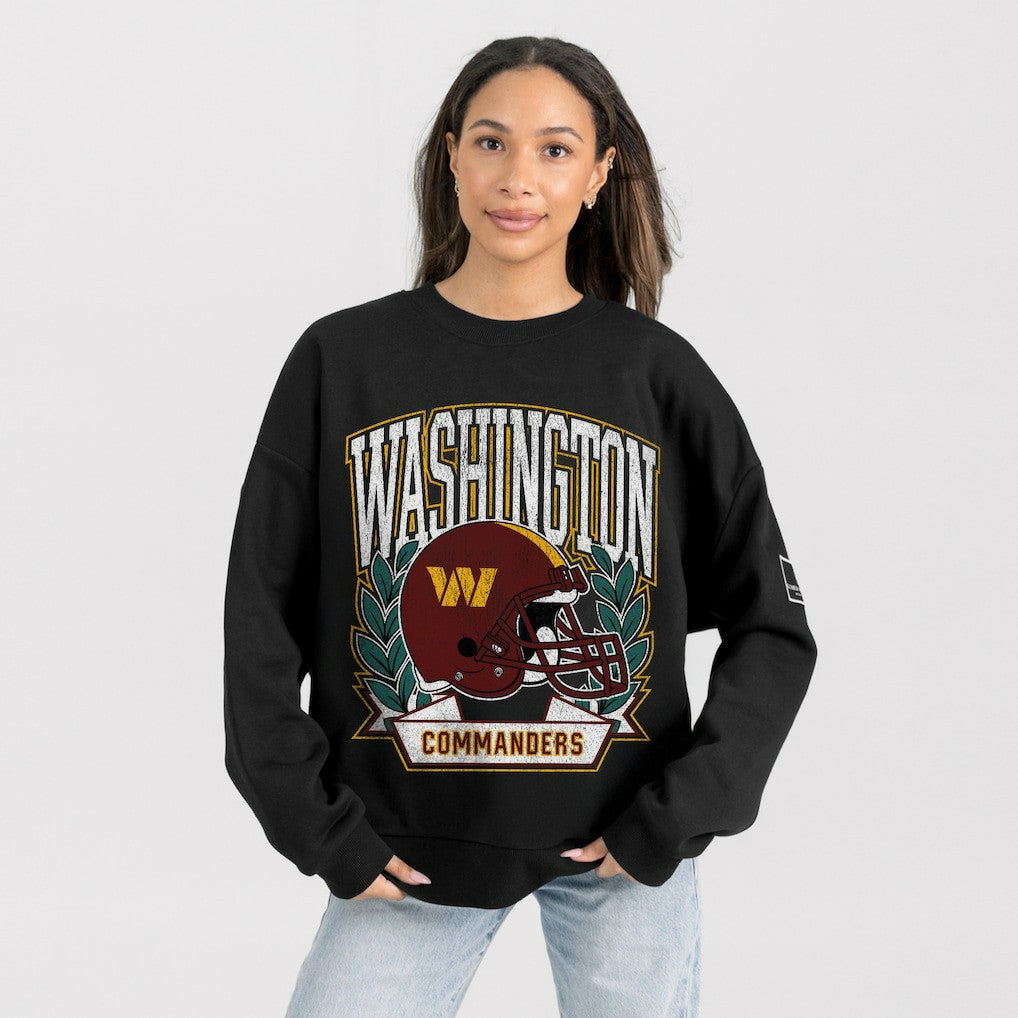 Washington Commanders Gameday Couture Women's Oversized Victory Lane Black Label Premium Fleece Sweatshirt Black