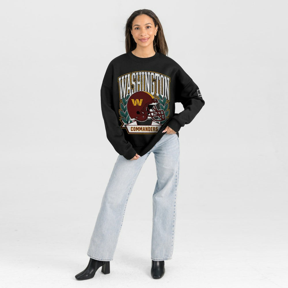 Washington Commanders Gameday Couture Women's Oversized Victory Lane Black Label Premium Fleece Sweatshirt Black
