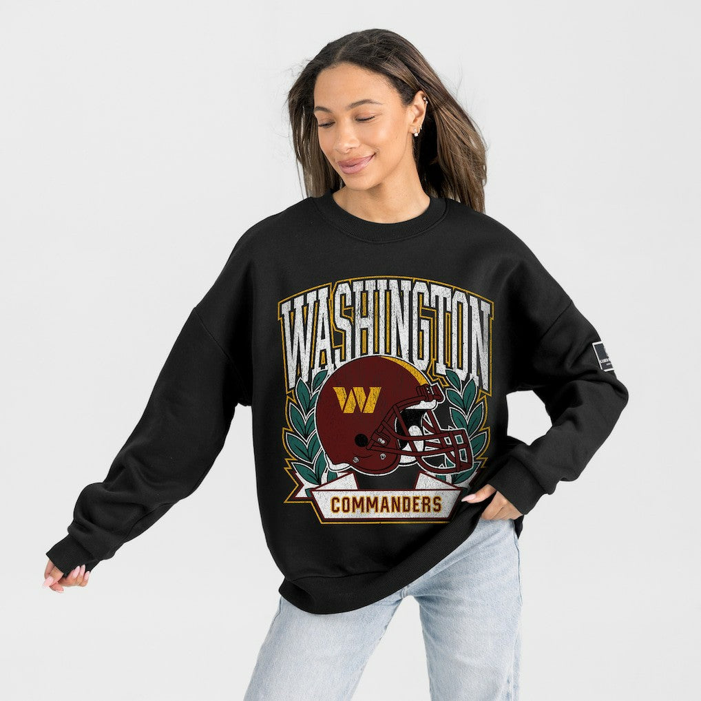 Washington Commanders Gameday Couture Women's Oversized Victory Lane Black Label Premium Fleece Sweatshirt Black