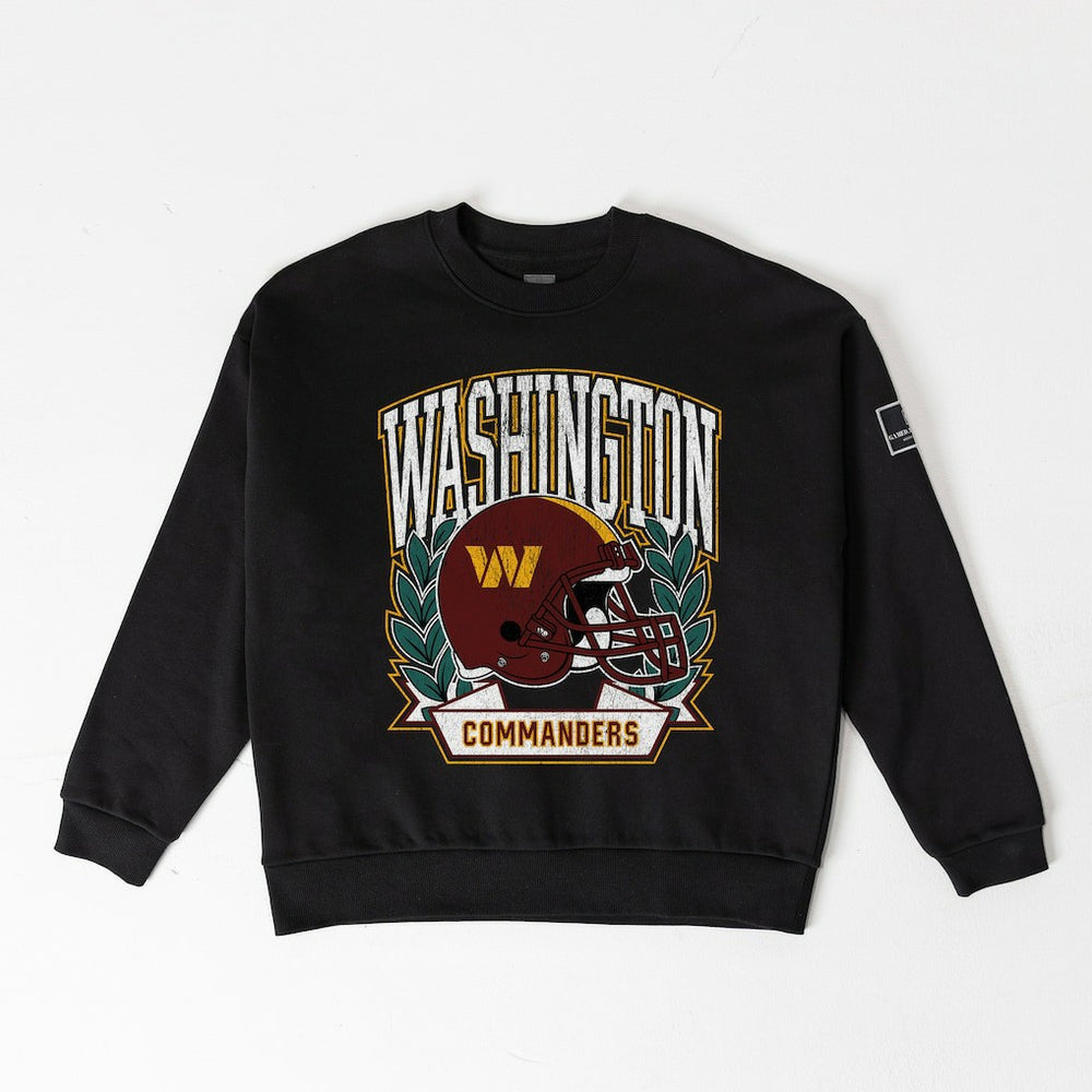 Washington Commanders Gameday Couture Women's Oversized Victory Lane Black Label Premium Fleece Sweatshirt Black