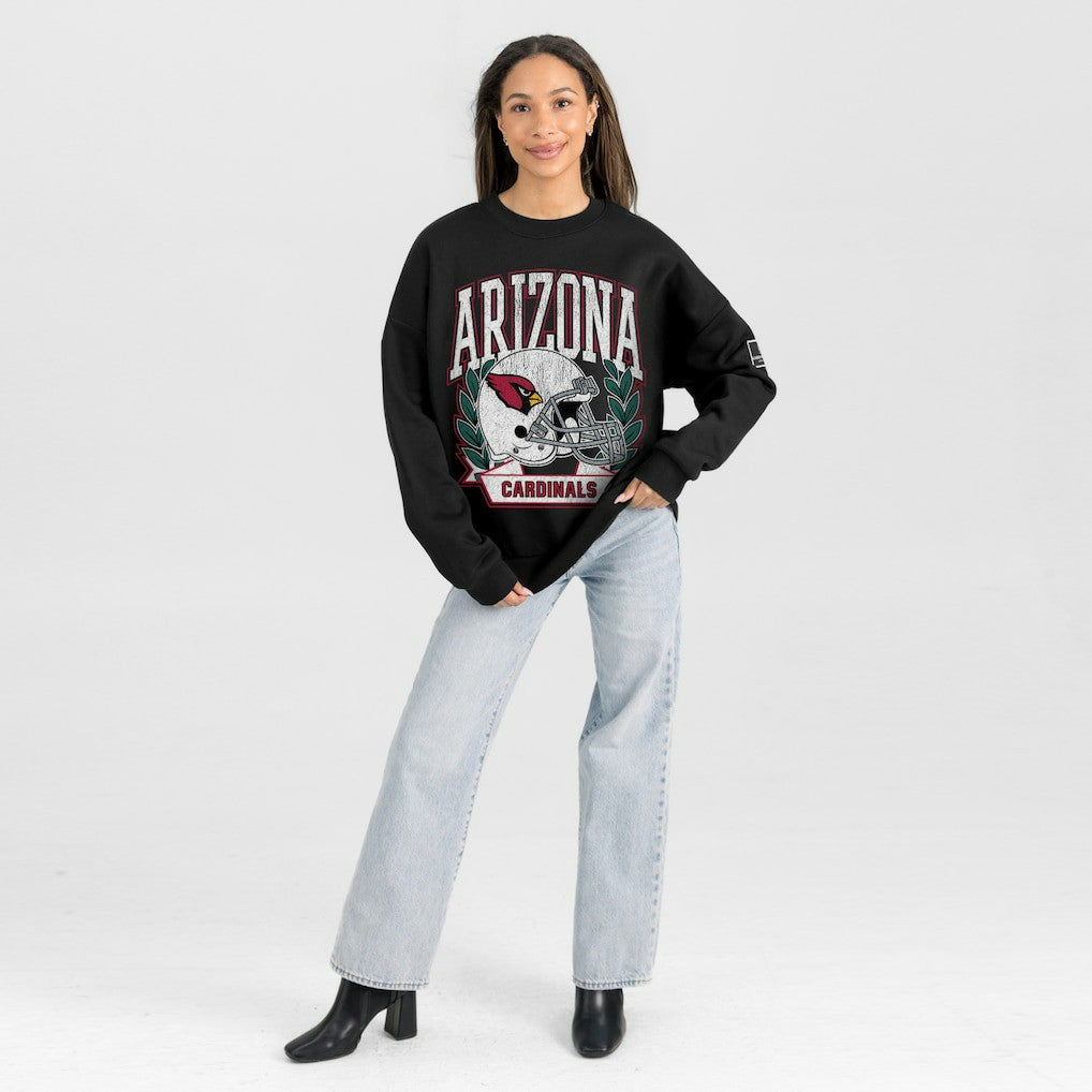 Arizona Cardinals Gameday Couture Women's Oversized Victory Lane Black Label Premium Fleece Sweatshirt Black