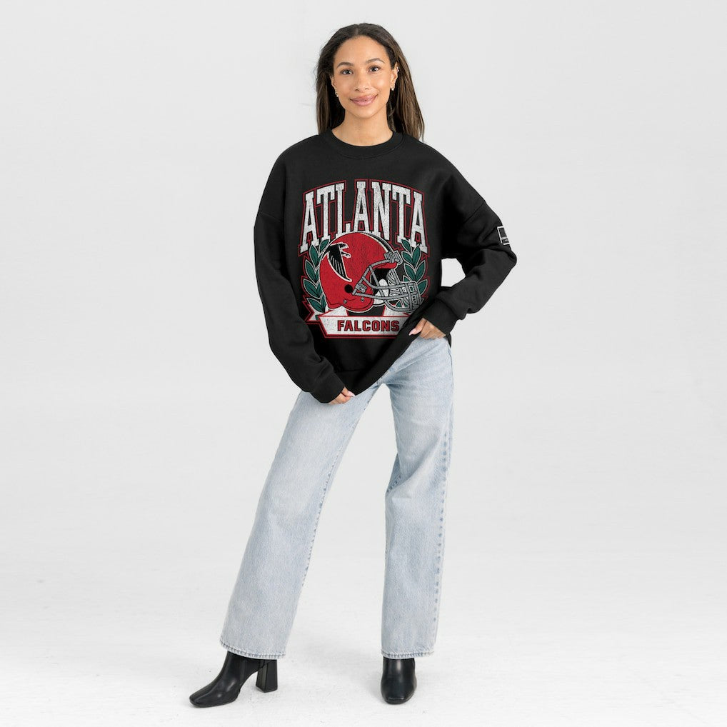 Atlanta Falcons Gameday Couture Women's Oversized Victory Lane Black Label Premium Fleece Sweatshirt Black