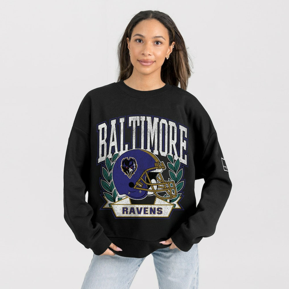 Baltimore Ravens Gameday Couture Women's Oversized Victory Lane Black Label Premium Fleece Sweatshirt Black