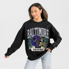 Baltimore Ravens Gameday Couture Women's Oversized Victory Lane Black Label Premium Fleece Sweatshirt Black
