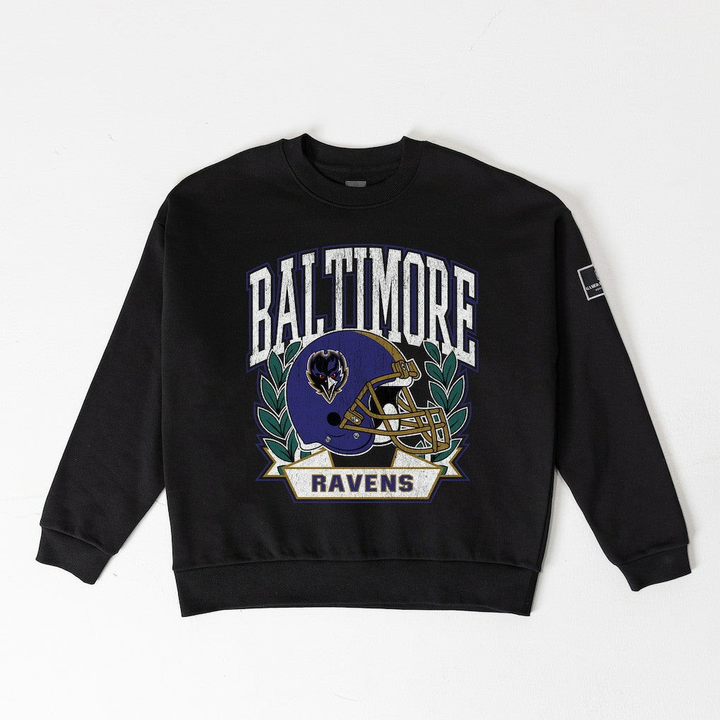 Baltimore Ravens Gameday Couture Women's Oversized Victory Lane Black Label Premium Fleece Sweatshirt Black