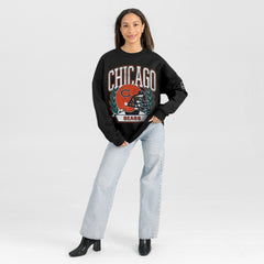 Chicago Bears Gameday Couture Women's Oversized Victory Lane Black Label Premium Fleece Sweatshirt Black