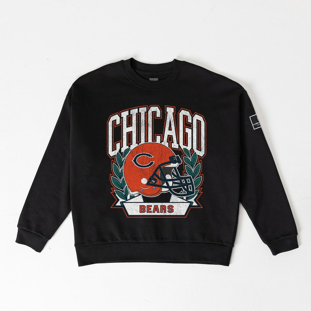 Chicago Bears Gameday Couture Women's Oversized Victory Lane Black Label Premium Fleece Sweatshirt Black